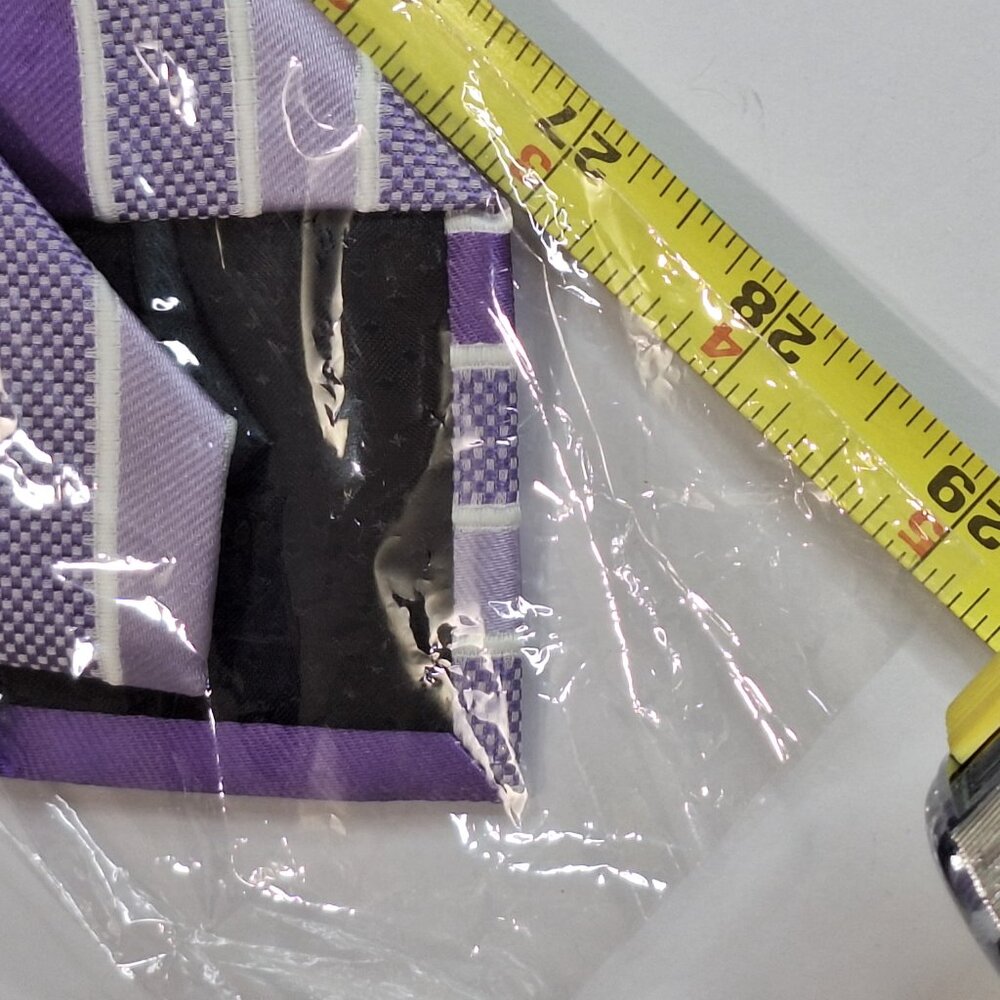 New Men 100% Silk Striped Tie Purple Lavender & White Versatile Classic Jacquard - Picture 5 of 8